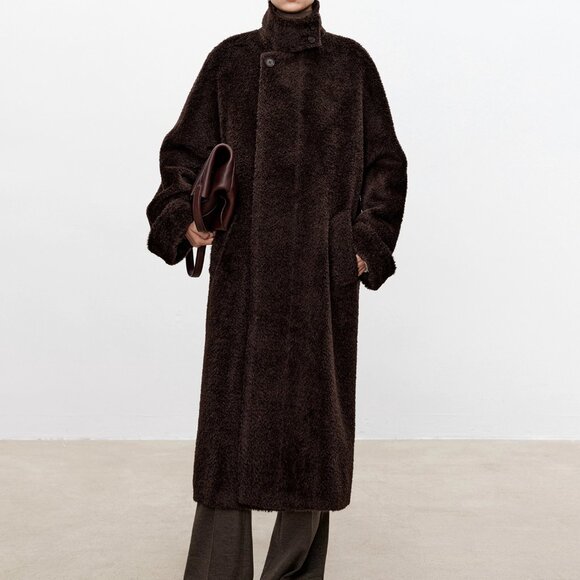 CHICJOC Vintage-Style Convertible Collar Alpaca Wool Coat – Size 36 – Rare Suri - Picture 15 of 16